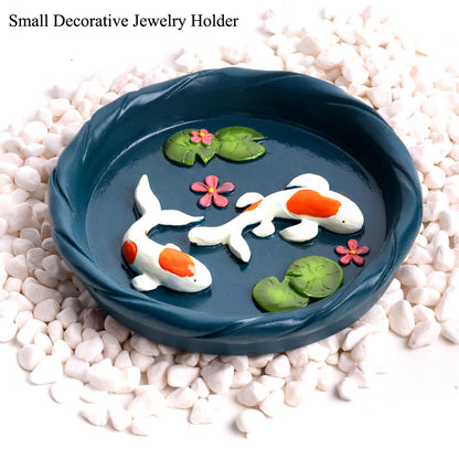 wowhalolo Koi Fish Ring Dish - Resin Jewelry Tray, Jewerly Holder for Women& Engagement Gift, Wedding Ring Holder for Ceremony, Key Bowl for Trinkets, Small Decorative Tray