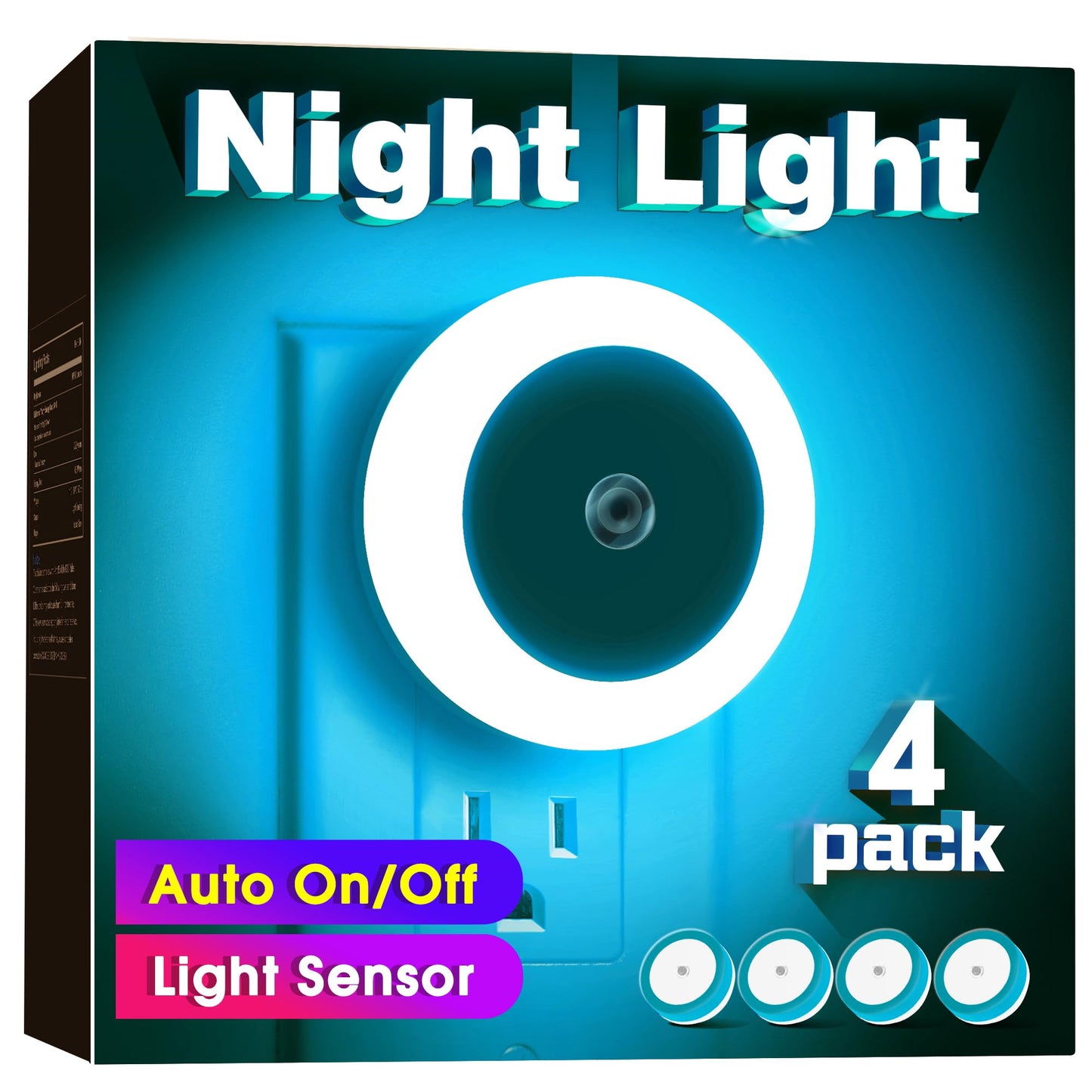 Briignite LED Baby Night Lights Plug into Wall [4Pack], Nightlight with Light Sensors for Kids Room, Bathroom Stair Lights, Hallway Light, Warm White