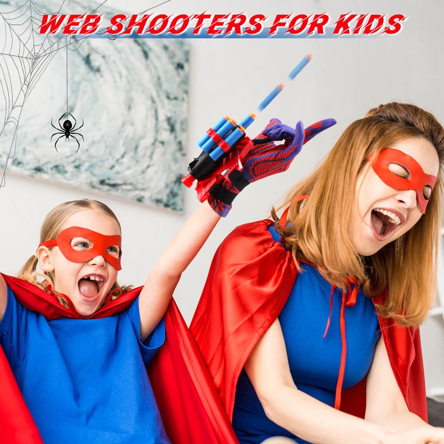 JONEG Web Shooters Toy for Kids 2 Pack, Toy for 3 4 5 6 7 8 Year Old Boy, Web Slinger with Spider Glove Launcher, Toys for Boys 4-6 6-8, Birthday Gifts