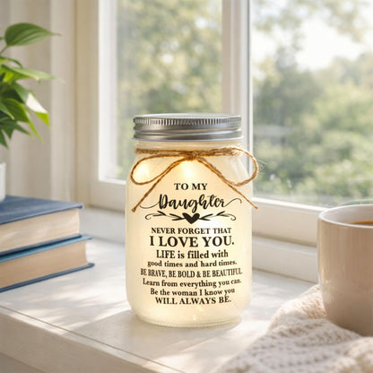 Daughter Gifts from Mom - to My Daughter Mason Jar Night Lights, Daughters Birthday Gifts from Mom and Dad, Wedding Gift Graduation Gift for Daughters
