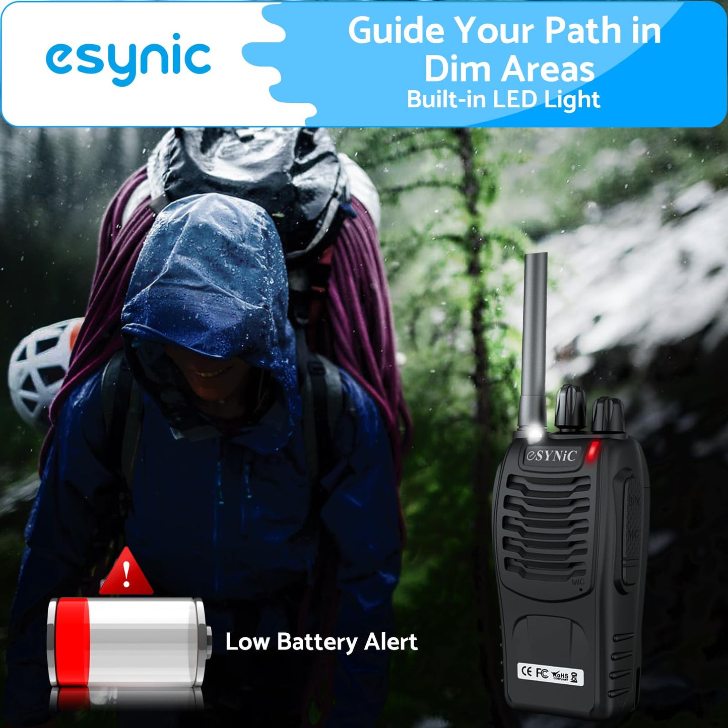 eSynic 6Pack Professional Walkie Talkies for Adults Rechargeable Walkie Talkies Best 16CH Walkie Talkies Long Rang VOX Radio Walkie Talkies With Earpieces Wonderful Gifts For Adults Kids etc