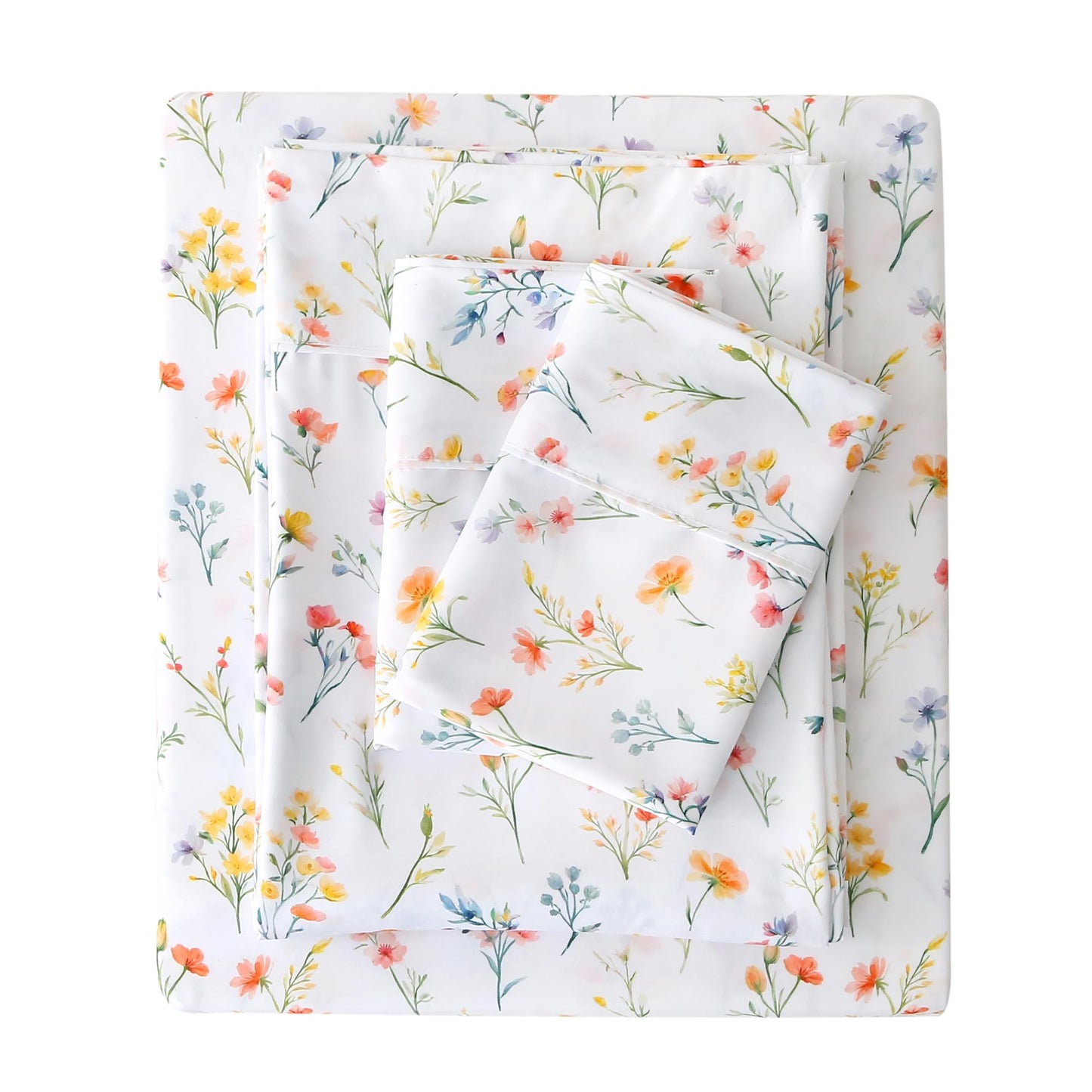 Viviland Floral Twin Sheet Set - 3 Piece Vintage Botanical Flower and Leaves Patterned Bed Sheets - Soft, Breathable Microfiber Sheets with Deep Pocket, Non-Slip Fitted Sheets & Pillowcases