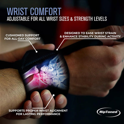 Rip Toned 18” Wrist Wraps - USPA Endorsed Wrist Straps for Weightlifting - Quality Wrist Support - Adjustable, Durable, Machine Washable - Gym Wraps for Powerlifting - for Men & Women