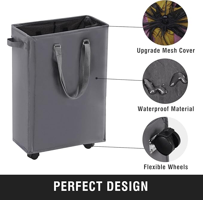Slim Rolling Laundry Basket, Slim Laundry Hamper