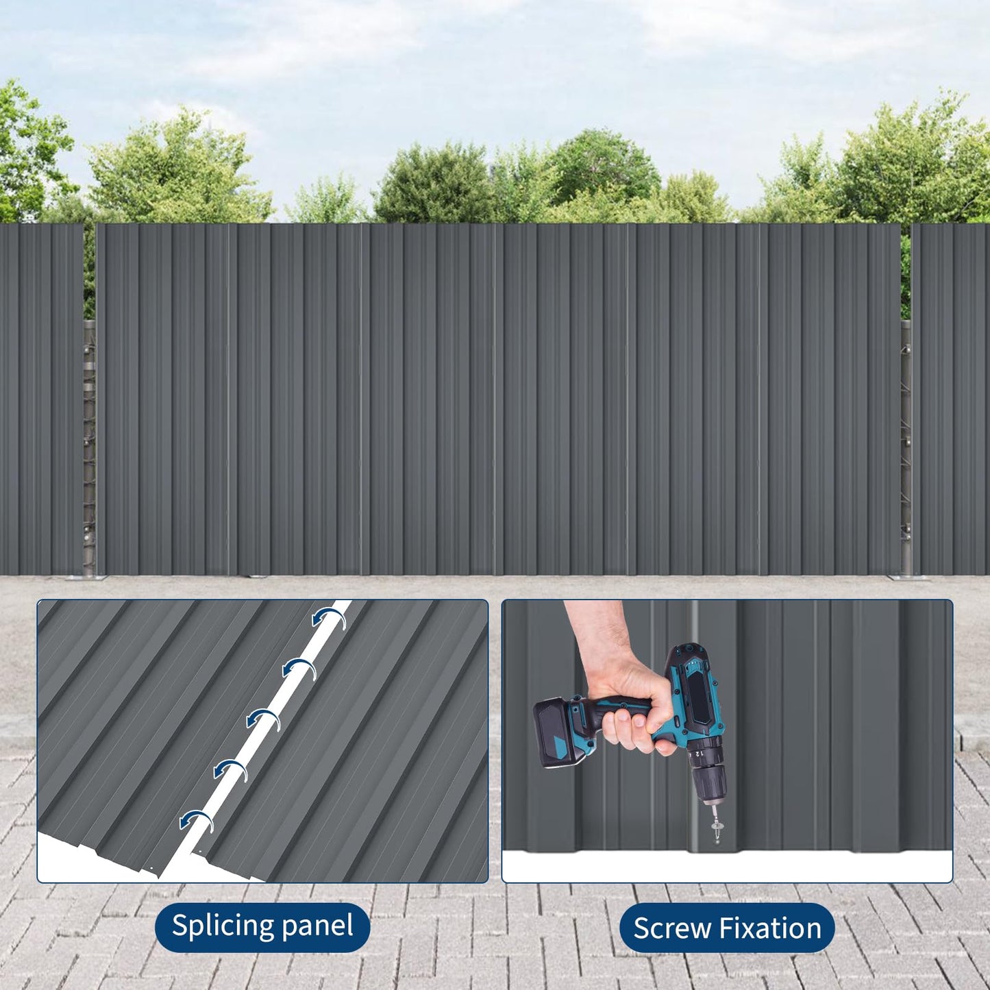 20pcs Metal Roofing Panels, 6ft Corrugated Metal Roof Panels with Screws, Heavy Duty Waterproof Galvanized Steel Roof Sheets for Outdoor Carport, Garage, Shed, Warehouse, Porch, Pergola, Patio