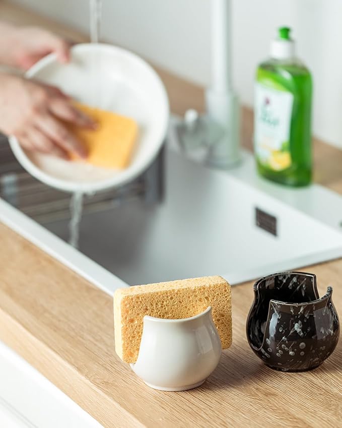 Kitchen Sponge Holder, Ceramic Dish Sponge Holder Kithen Sink Organizer