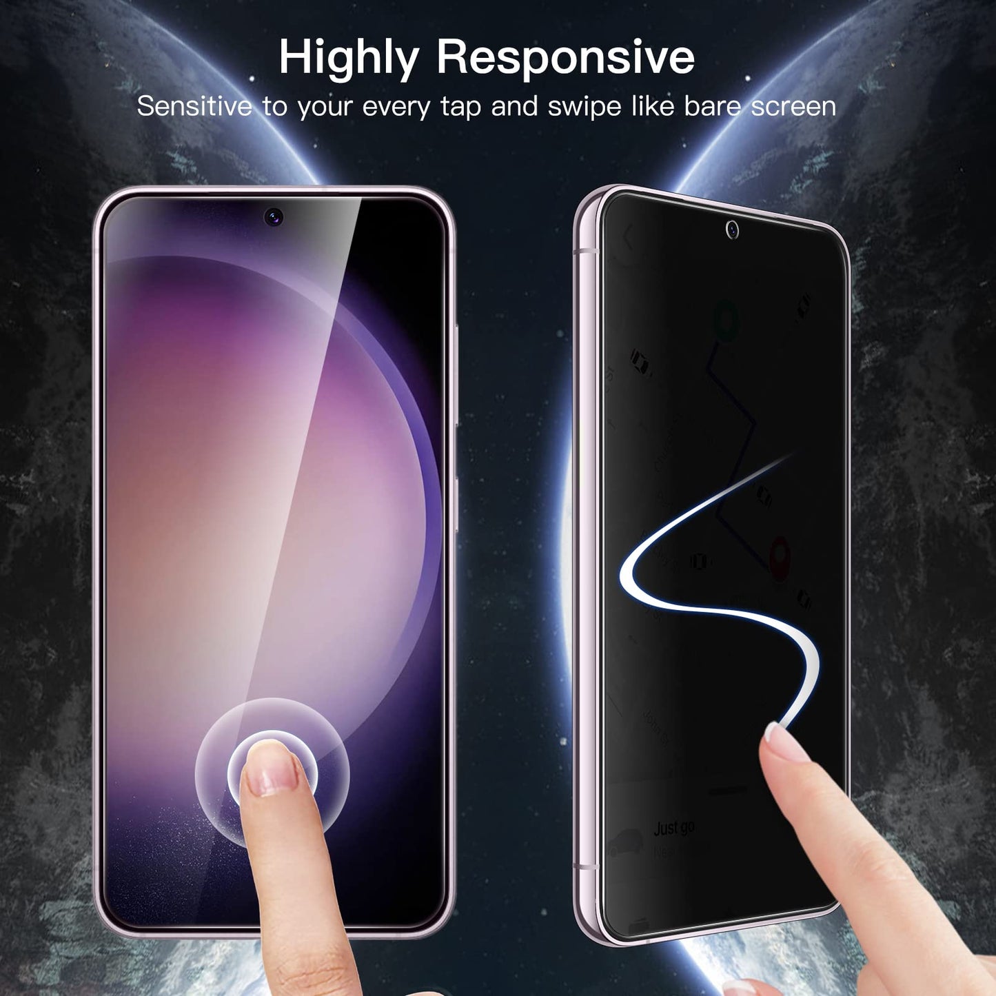JETech Privacy Screen Protector for Samsung Galaxy S23 5G 6.1-Inch with Camera Lens Protector, Anti-Spy Tempered Glass Film, Fingerprint ID Compatible, 2-Pack Each
