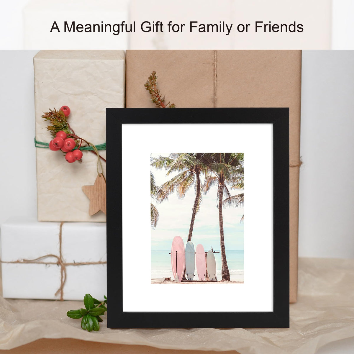 Hongkee 8x10 Picture Frame (4 Pack, Black) Made of Real Glass and Wooden Frame - Display Pictures 5x7 with Mat or 8x10 Without Mat, 8 by 10 Photo Frames TableTop Display and Wall Mounting