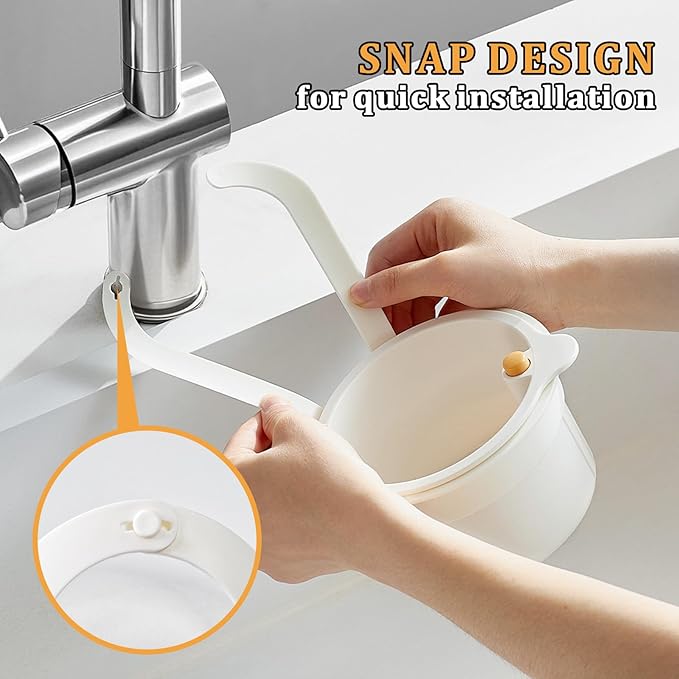 Sink Strainer Basket with One-Touch Drain Mesh, Snap-On Strap & Detachable