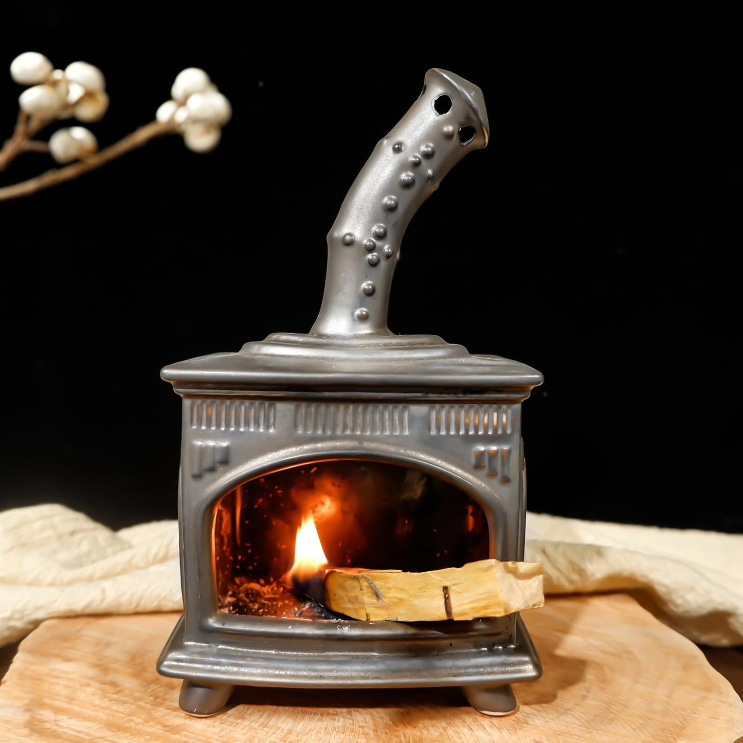 MOUGIGI Handmade Ceramic Palo Santo Holder - Modern Smudge Bowl & Sage/Cone Incense Chimney for Yoga, Meditation, and Energy Cleansing - Ideal Gift for Zen Altar and Aromatherapy Enthusiasts