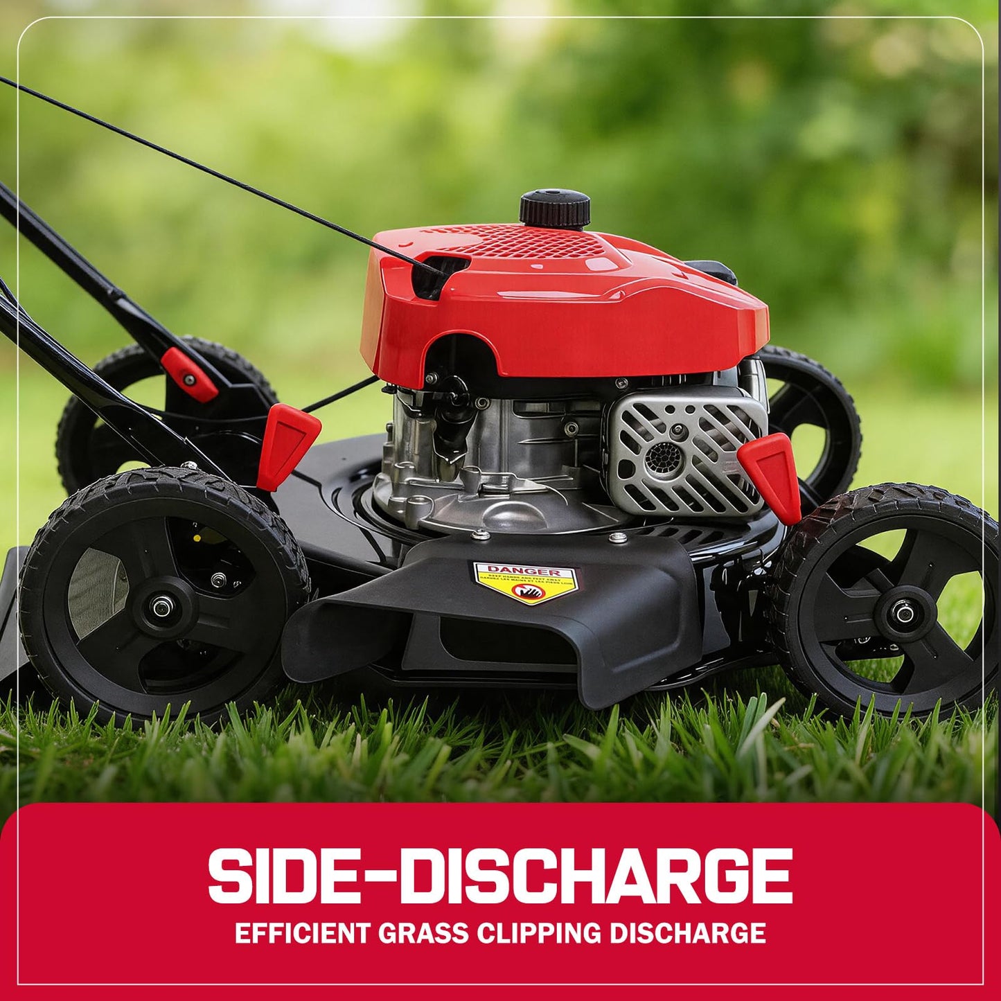 PowerSmart 18-Inch Gas Lawn Mower, 144cc 4-Cycle OHV Engine, Push Mower with Side Discharge, 5 Cutting Heights