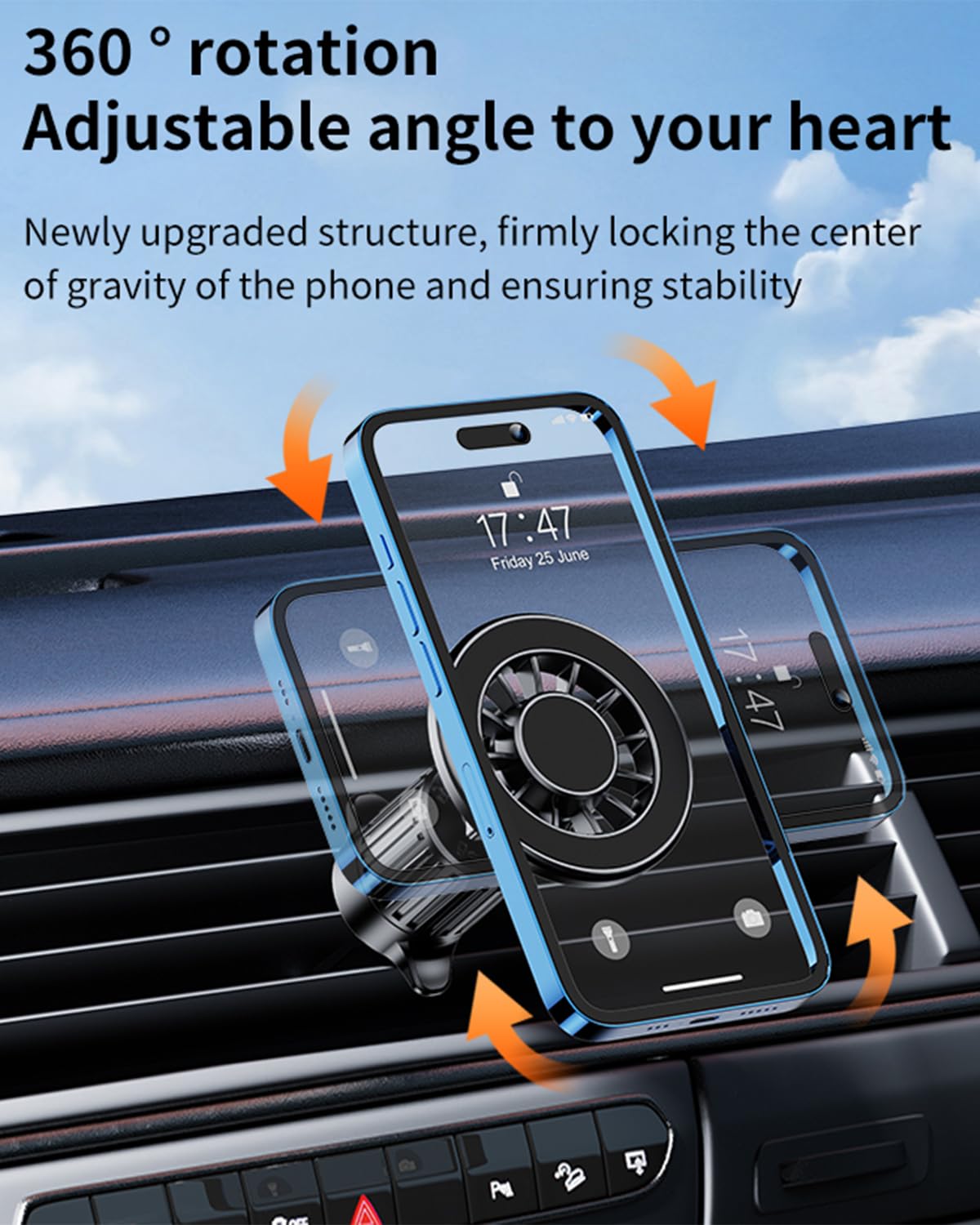 Vent Phone Mount for Car, Magnetic with Car Phone Holder, Case-Friendly & Secure Fit Black
