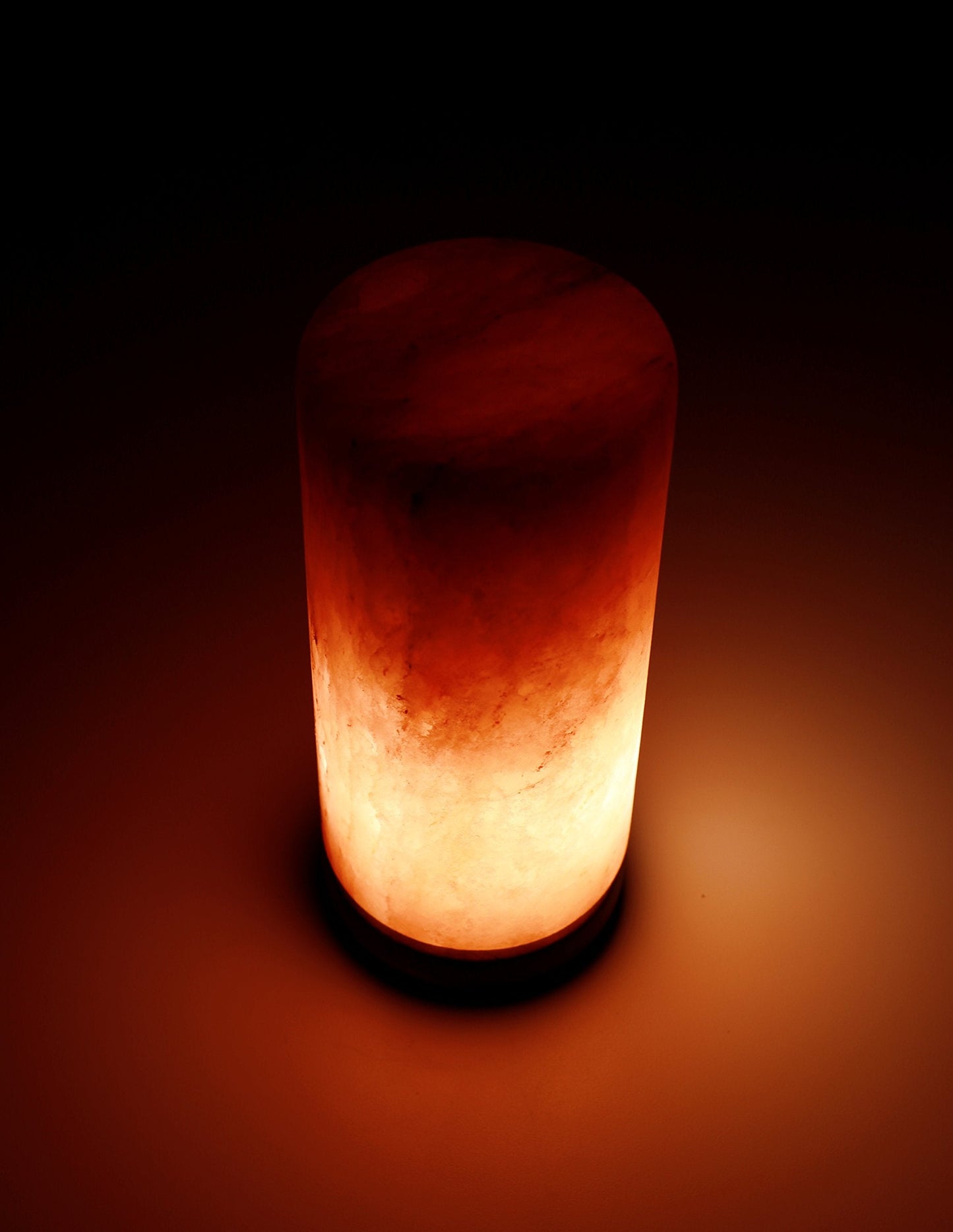 DeluxeComfort Himalayan Rock Salt Cylinder Lamp, 9 Inches Tall - Soft Calm Light - Table Lamp, Orange Hue