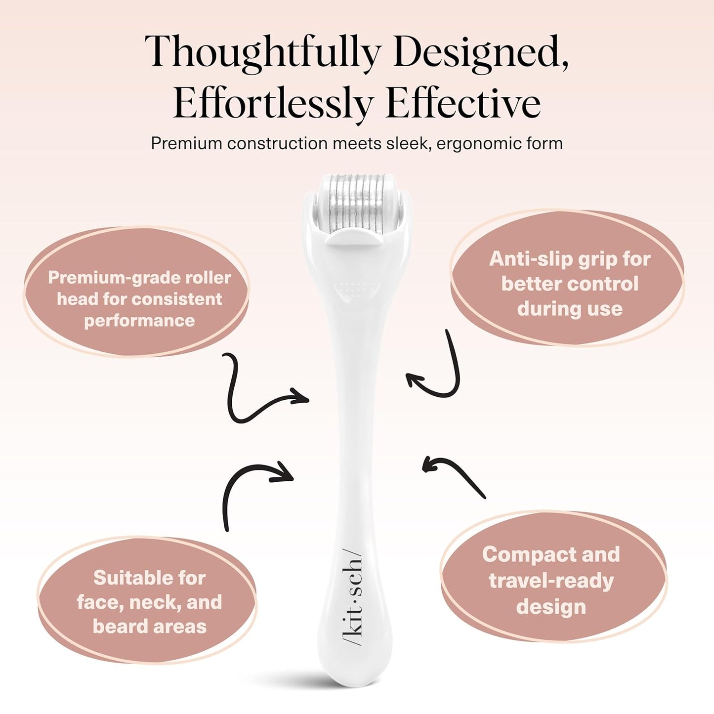 Kitsch Derma Roller – Skin Care Tool & Face Roller for Boosting Absorption of Serums & Oils - Beard Derma Roller for Men - Easy-to-Use Beauty Roller for Skin, Beard & Hair Growth