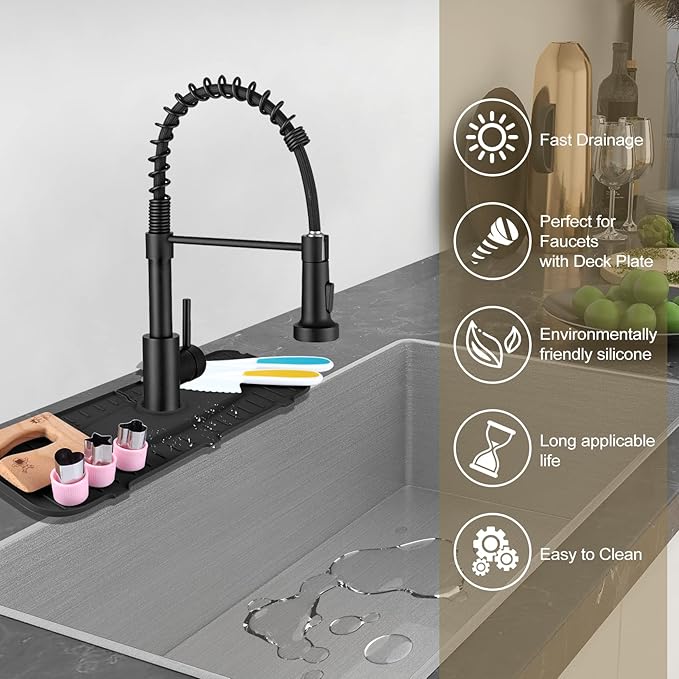 Kingmall Silicone Faucet Mat, Kitchen Faucet Mat