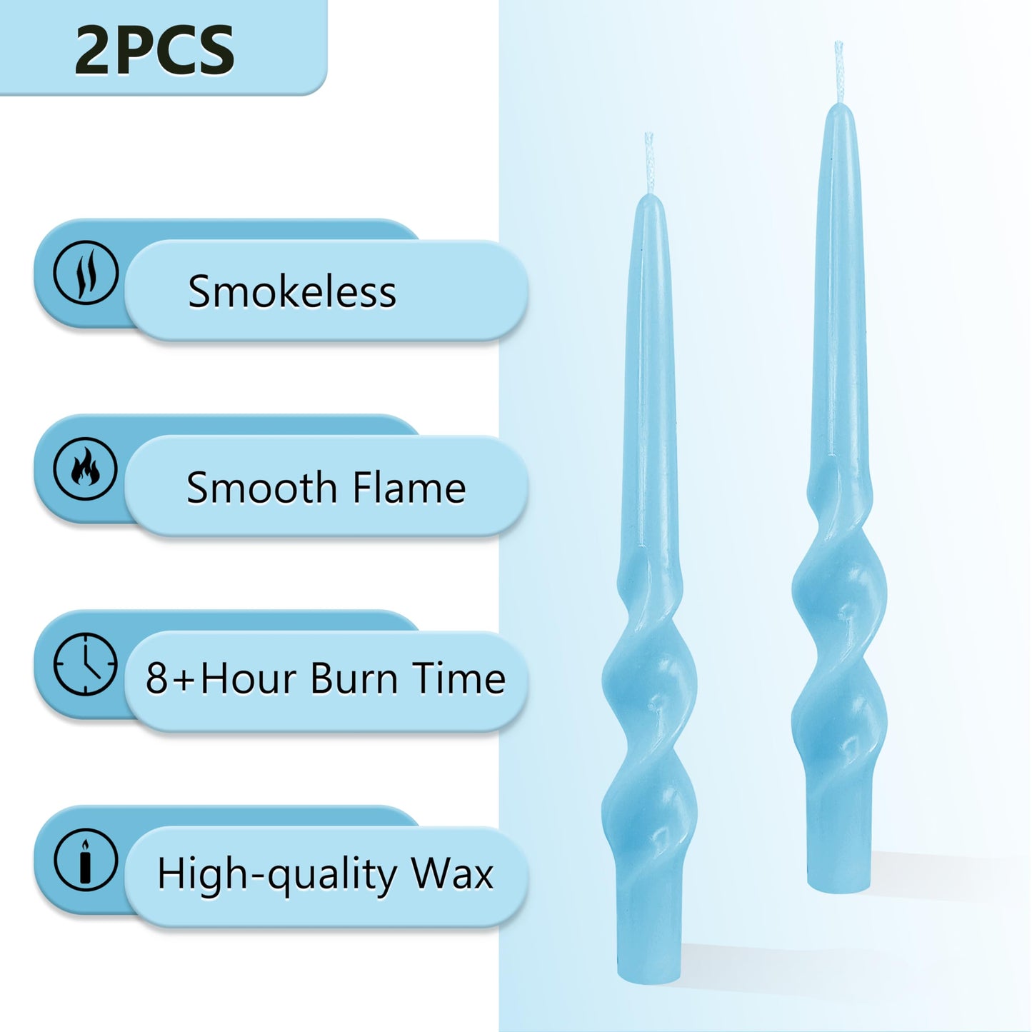 Blue Candle Sticks Spiral Taper Candles Twisted Candlestick Unscented Long Candlesticks Smokeless Tapered Candles for Home Wedding Party Dinner Home Decoration