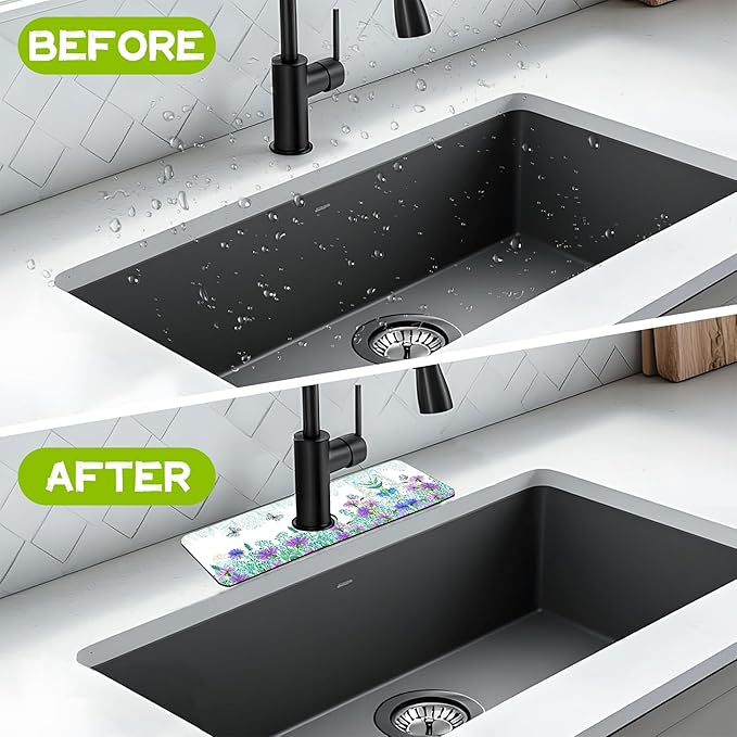 Kitchen Sink Splash Guard Faucet Mat Super Absorbent Fast Drying Mat Guard