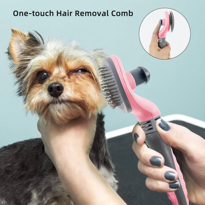 Wisedog Dog Grooming Kit 7PCS - Cat Nail Clipper with Nail File, Dematting Comb for Dogs, Flea Comb, Bath Brush, Hair Removal Mitts (Upgraded Pink)