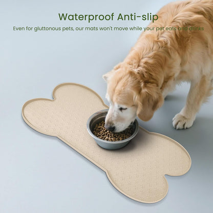 PWTAA Dog Food Mat Anti-Slip Silicone Dog Bowl Mat Thicker Pet Placemat Waterproof Cat Feeder Pad with Raised Edge Puppy Kitten Feeding Mats Suitable Small Medium-Sized Dogs Cats Eating Tray