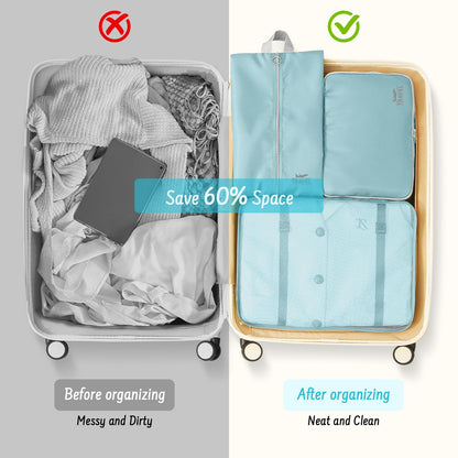 8 Set Packing Cubes for Travel Suitcase Organizer Bags Luggage Packing Cubes Set Travel Essentials Accessories Gifts for Women Blue