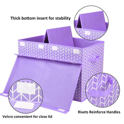 Mayniu Large Toy Box Chest with Flip Lid, Toy Storage Organizers Bin Boxes Basket with Sturdy Handles for Boys, Girls, Kids, Nursery, Playroom, Living Room, Bedroom, (Purple)