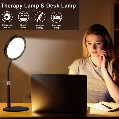 Sozapooty Light Therapy Lamp, UV-Free 10000 Lux Light Therapy Desk Lamp with 360° Gooseneck & 9 Brightness Happy Therapy Light for Lift Mood