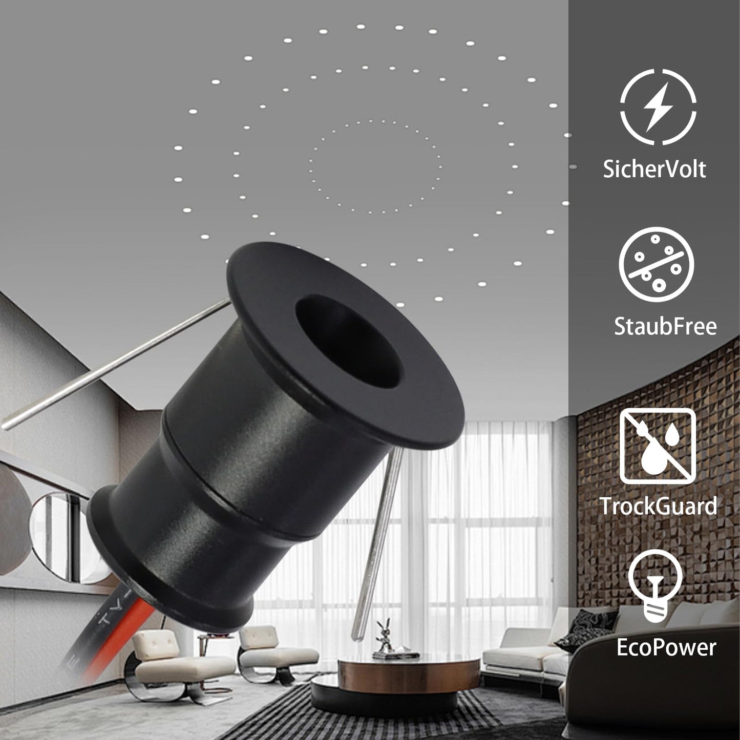 kpslcerna LED Mini Spot Light 9PCS 12v Recessed Ceiling Downlights,1W IP65 Cabinet Small Spotlight,Step Staircase Decking,Kitchen Living Room and Bedroom Simple Lighting (Black Shell, 30° Warm White)