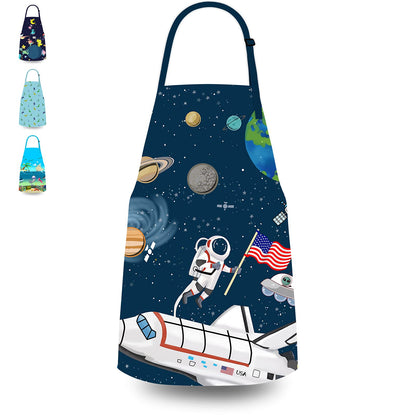 DEABOLAR Kids Apron for Boys, Unisex Apron With Adjustable Neck strap, Kitchen Bib Apron for Cooking Painting Baking