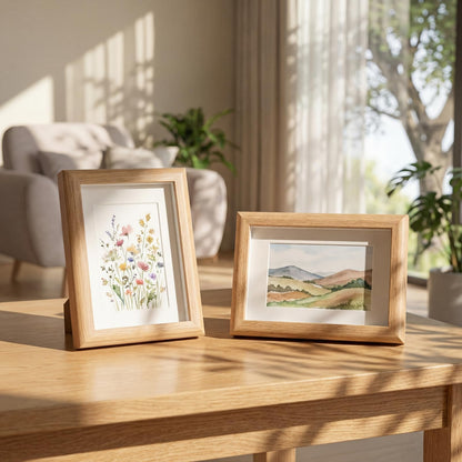4 Pcs 4x6 Shadow Box Picture Frames Matted to 3.5x5 Small Wooden Photo Frames Tabletop Wall Display Natural Wood Decor Family Memories Gift with Acrylic Glass, Desktop Photo Stand Home Decor (Wood)