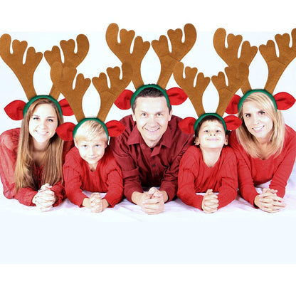 Max Fun Christmas Headbands Reindeer Antlers Headband Xmas Decoration Costume Hairbands for Christmas Parties Holiday Favors Photo Booth(Pack of 8)