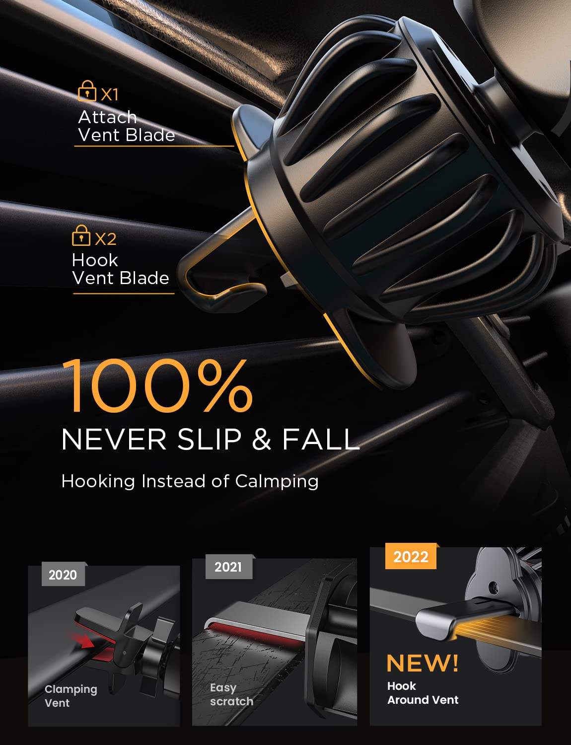 AINOPE Car Phone Holder Air Vent - [2025 Gravity Design] [Ultra Stable] Phone Holder for Car Air Vent, Universal Phone Mount for iPhone 16 Pro Max, Galaxy S25 Ultra, 4.0''-7.0'' Mobile Phone