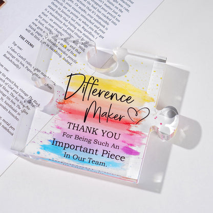 Difference Maker Gift Appreciation Gifts for Leader Boss Employee Coworker Teacher Staff Mentor Coach Manager Appreciation Thank You Gifts Coworker Gifts Office Gifts Retirement Gifts Acrylic Puzzle
