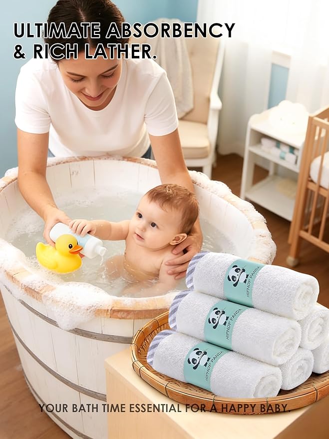 HIPHOP PANDA Baby Washcloths, Rayon Made from Bamboo