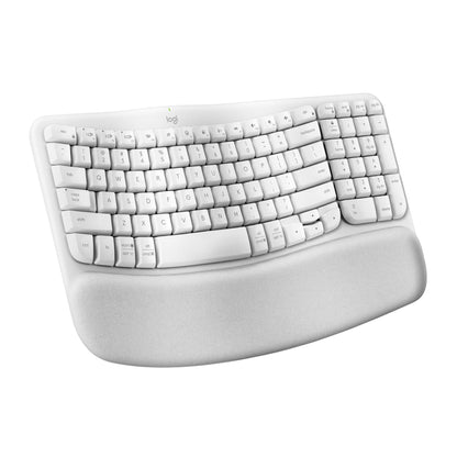 Logitech Wave Keys Wireless Ergonomic Keyboard with Cushioned Palm Rest, Comfortable Natural Typing, Easy-Switch, Bluetooth, Logi Bolt Receiver, for Multi-OS, Windows/Mac - Rose