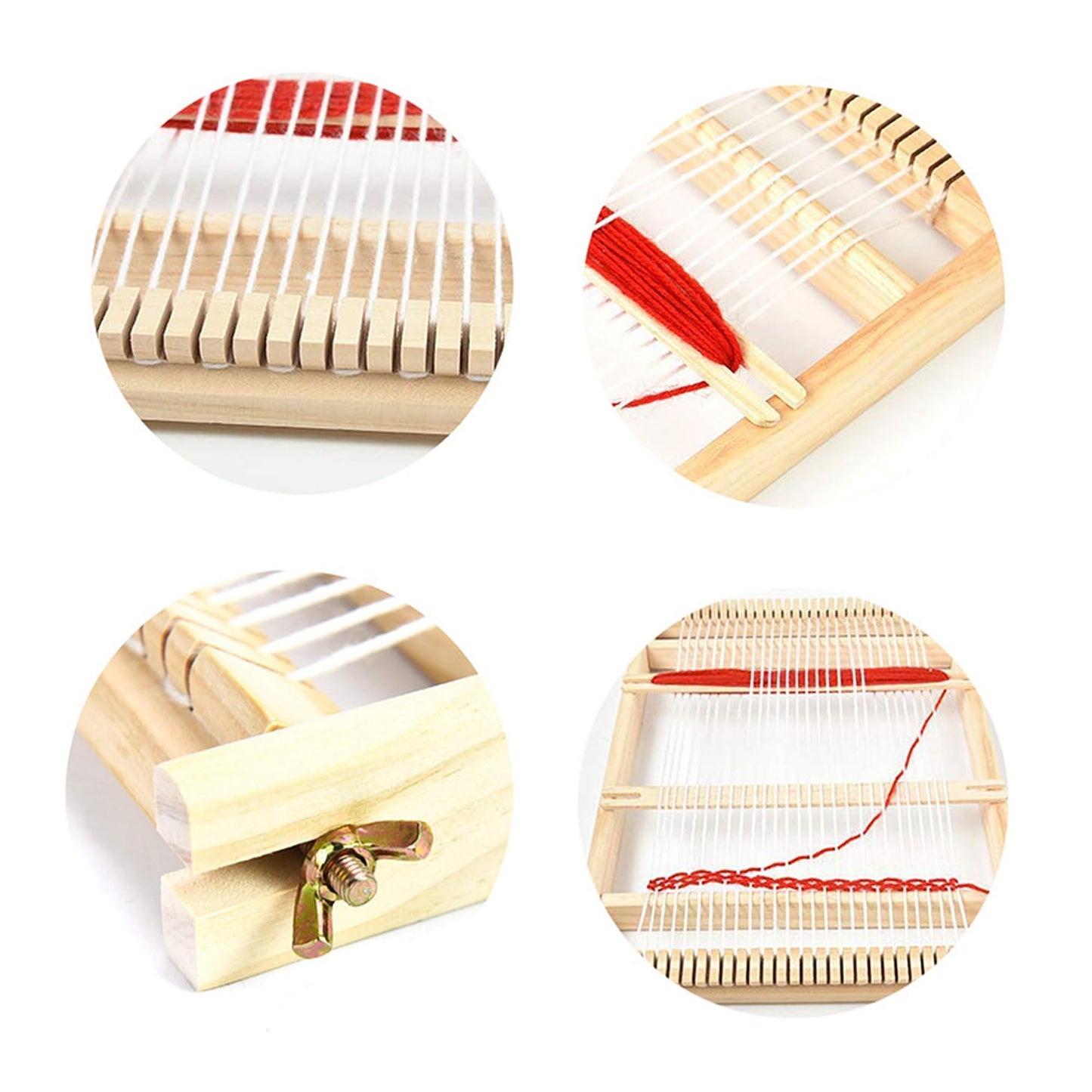 Kitchnexus Wooden Weaving Loom Kit 40 x 26 cm Multi-Craft Lap Frame Hand-Knitted Woven Set DIY for Kids Adults Beginners Children