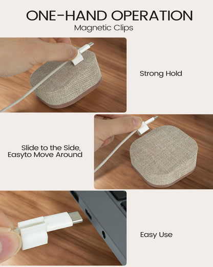 Brolena Magnetic Cord Holder, Cable Organizer with 5 Magnetic Clips for Desk & Nightstand Cable Management, Practical Charging Accessory for Home, Office & Gift Giving