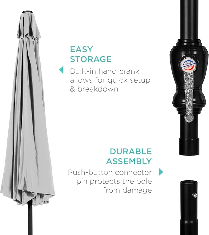 Best Choice Products 10ft Outdoor Table Compatible Steel Polyester Market Patio Umbrella w/Crank and Easy Push Button Tilt