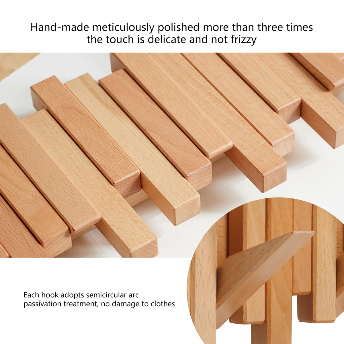 DESAINOPH® Wooden Coat Rack Wall Mounted Sticks Multi Rack Solid Handmade Natural Wood Artwork with 5 Flip-Down Unique Modern Hooks for Coats Bag Hat Umbrella