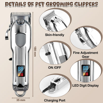 SKEFOLI Dog Grooming Kit with Dog Clippers Rechargeable Wireless Grooming Clippers, Pet Trimmer for Thick Fur, Stainless Steel Blades & Nail Trimmer