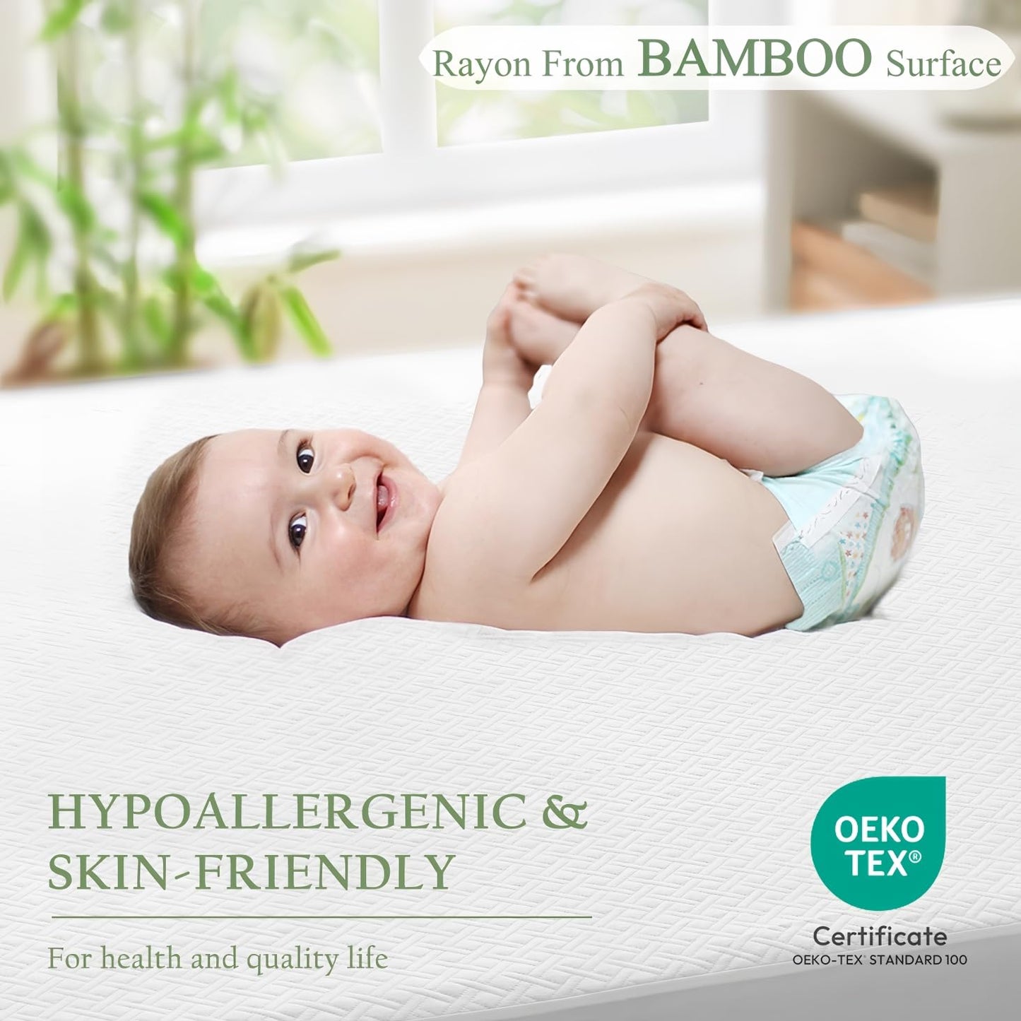 Queen Size Waterproof Mattress Protector, Cooling Viscose Derived from Bamboo Mattress Cover Stretchable Fitted 8"-21" Deep Pocket, Premium 3D Air Fabric Soft Breathable Noiseless Washable