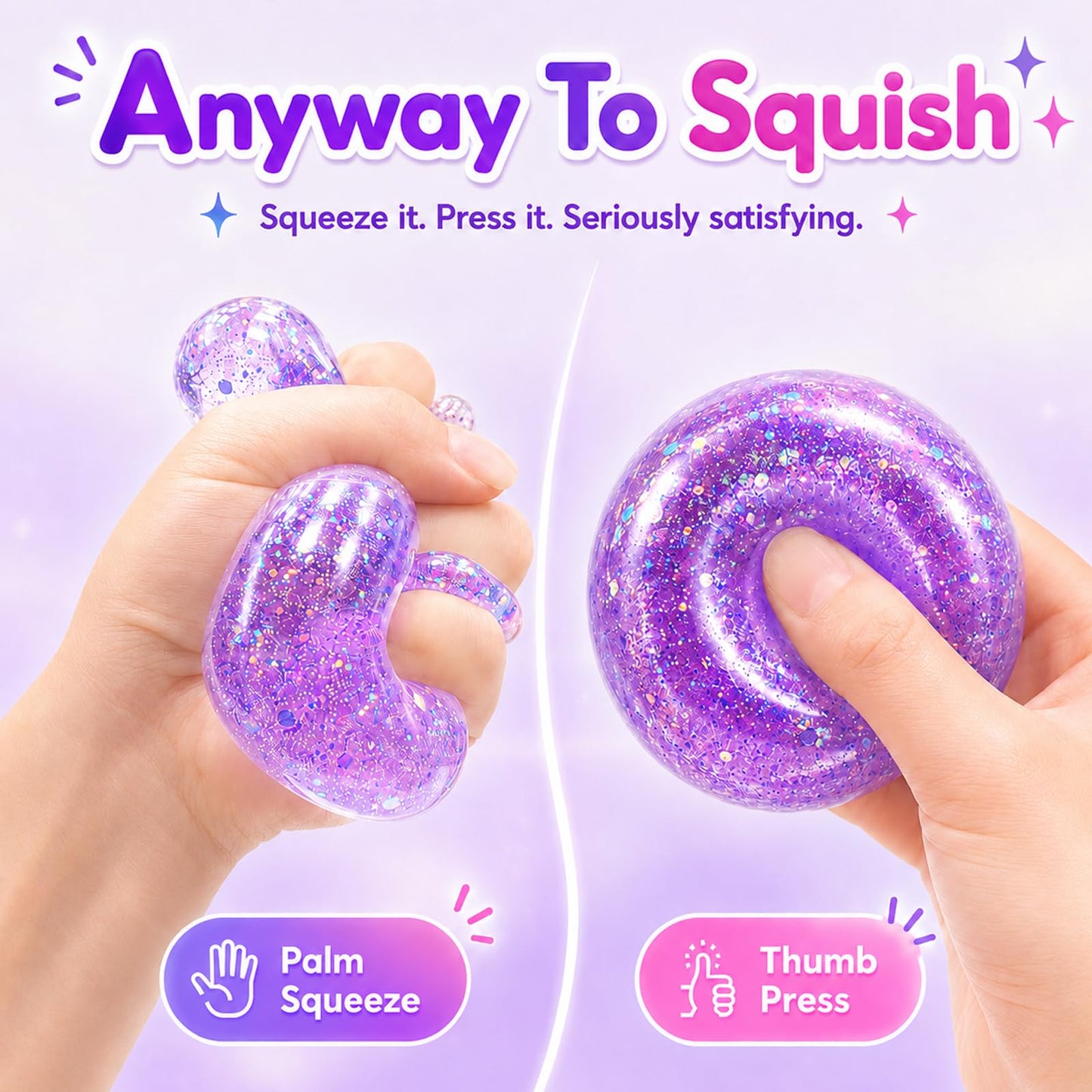 4Pcs Gemstone Squishy Stress Relief Toys,Malt Sugar Slow Rising Glitter Squeeze Sensory Toy,Cute Diamond Dumpling Fidget Ball Toy,Squishies Gifts for Teens Adult (4-Piece Set - Glitter)