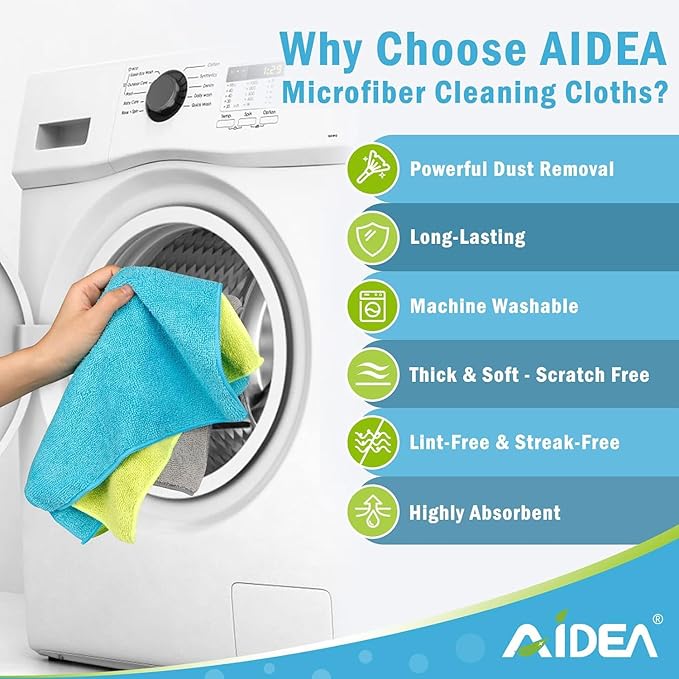 AIDEA Microfiber Cleaning Cloth-12PK, Soft Microfiber Towels