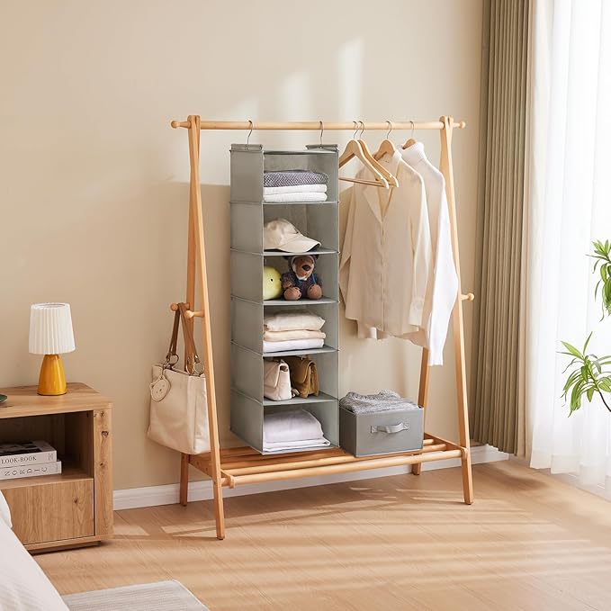 MAX Houser 6 Tier Shelf Hanging Closet Organizer, Closet Hanging Shelf