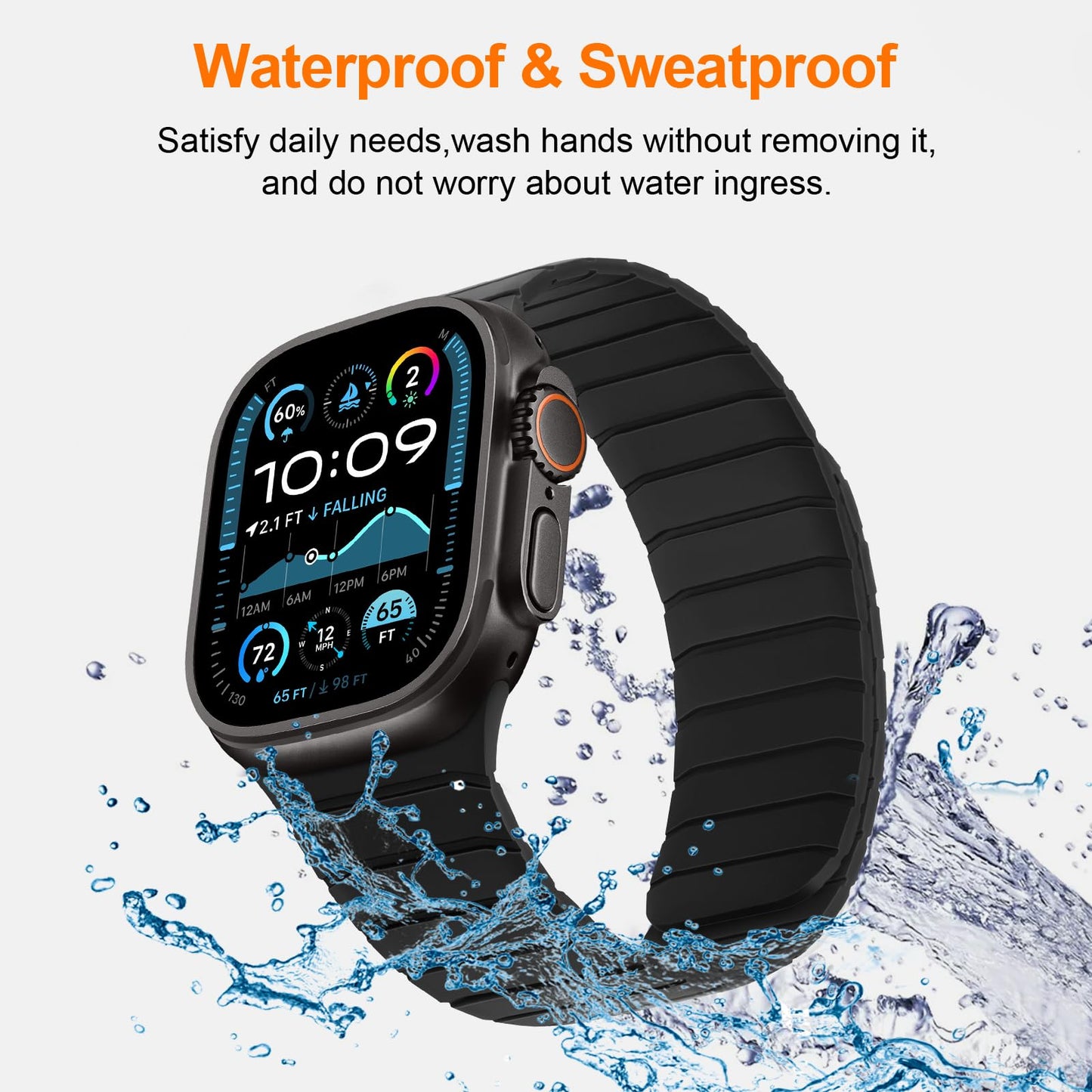 Tasikar Magnetic Straps Compatible with Apple Watch 49mm 46mm 45mm 44mm 42mm Soft Silicone Replacement Loop Wristband for iWatch Ultra 3 2 1 SE Series 11 10 9 8 7 6 5 4 3, Black