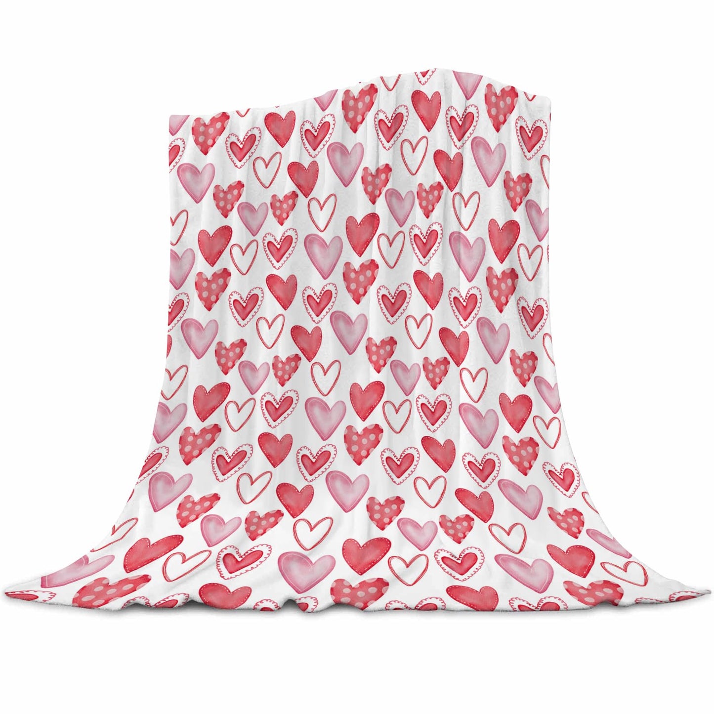Love Heart Throw Blanket Soft Plush Heart Lightweight Flannel Blanket for Sofa Bed Couch Chair 60x80 inches
