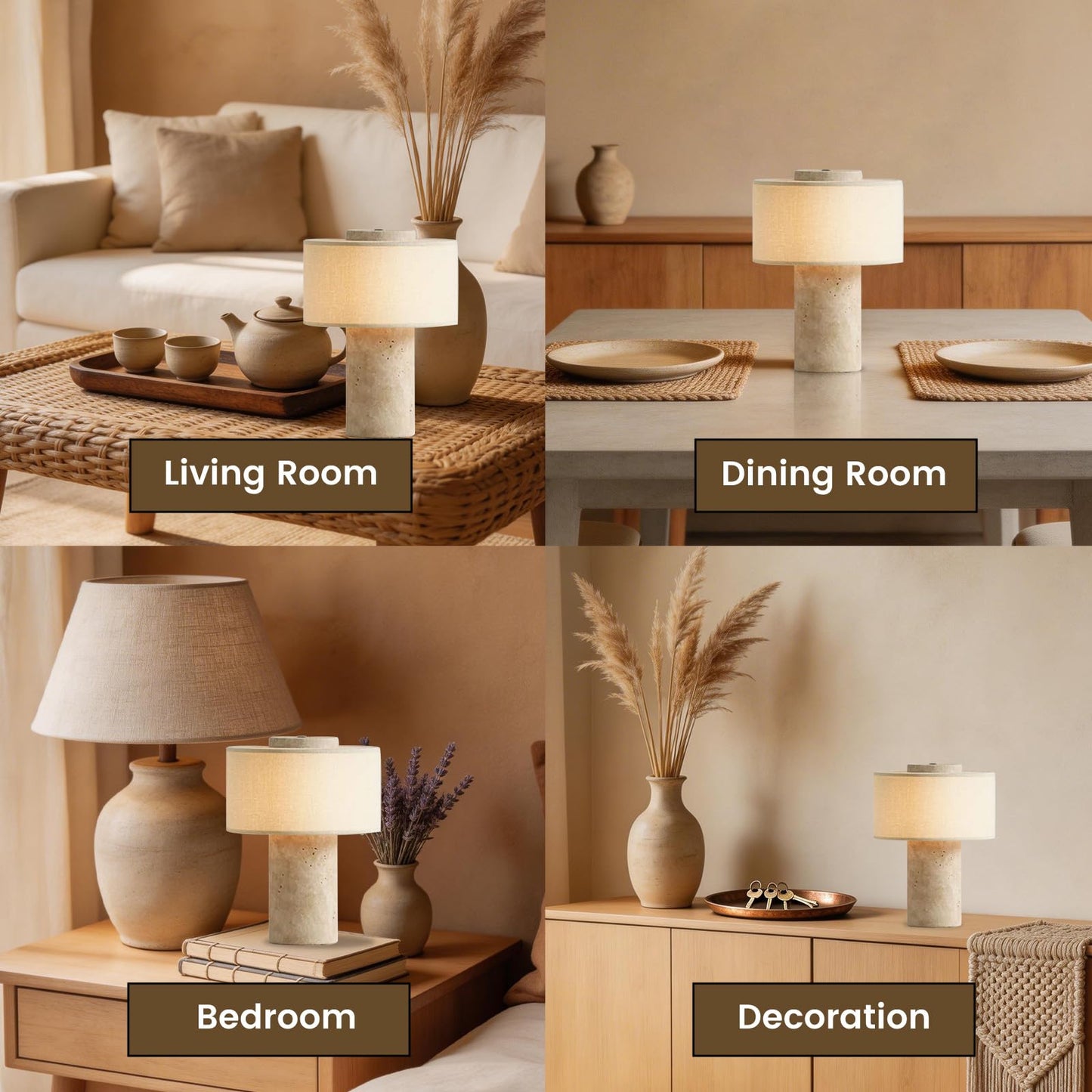 BSOD Travertine Lamp, Rechargeable 10 Inch Stone Table Lamp Marble Wabi Sabi Light Fixture Cordless Touch Dimmable LED Decor for Console, Side, Entryway, Foyer, Counter(Rechargeable Travertine Lamp)