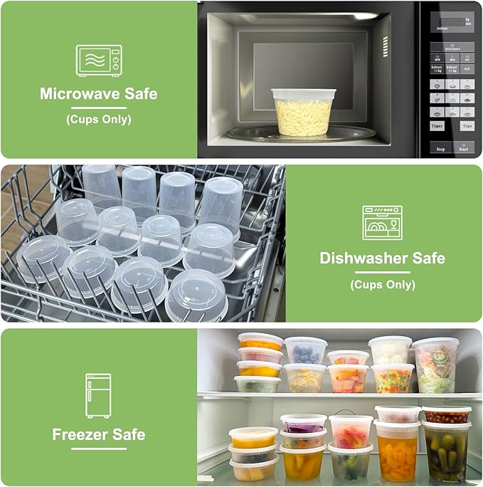 60 Sets Deli Containers with Lids 8 oz, Leak-Proof & BPA Free Airtight Takeout