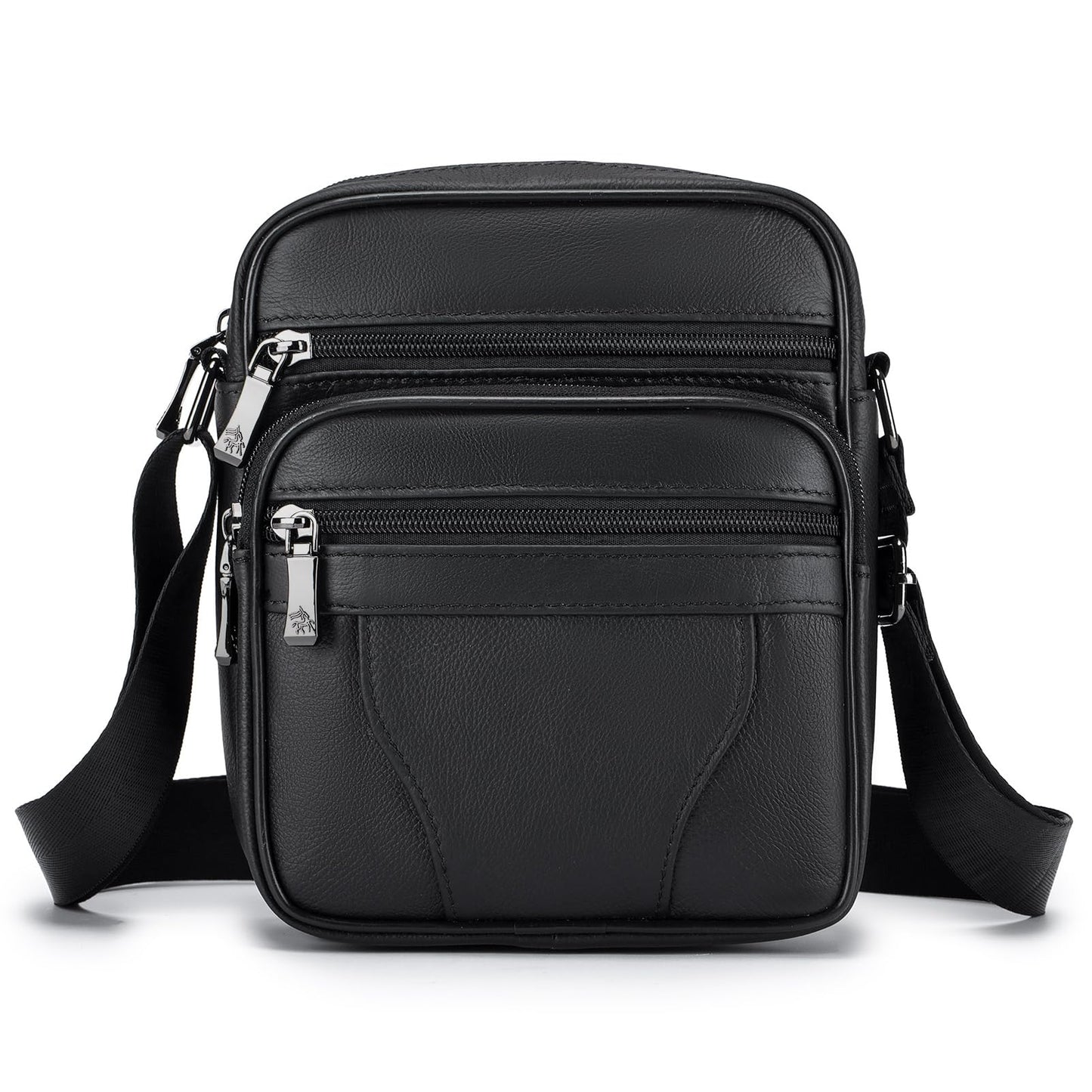 BAGZY Mens Genuine Cowhide Leather Shoulder Bag Ipad Case Bag Messenger Bag Crossbody Satchel Handbag Top-handle Travel Business bag for Kindle Tablet Wallet Purse Mobile Phones Black