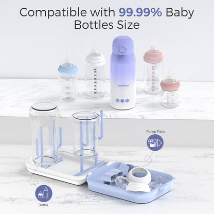 Baby Bottle Brush Set,8 in 1 Magnetic Design Cleaner Bottle Brush Kit with Silicone Brush,Drying Rack for Baby Bottle, Breast Pumps,Nipples - Home&Travel Gift for New Parents