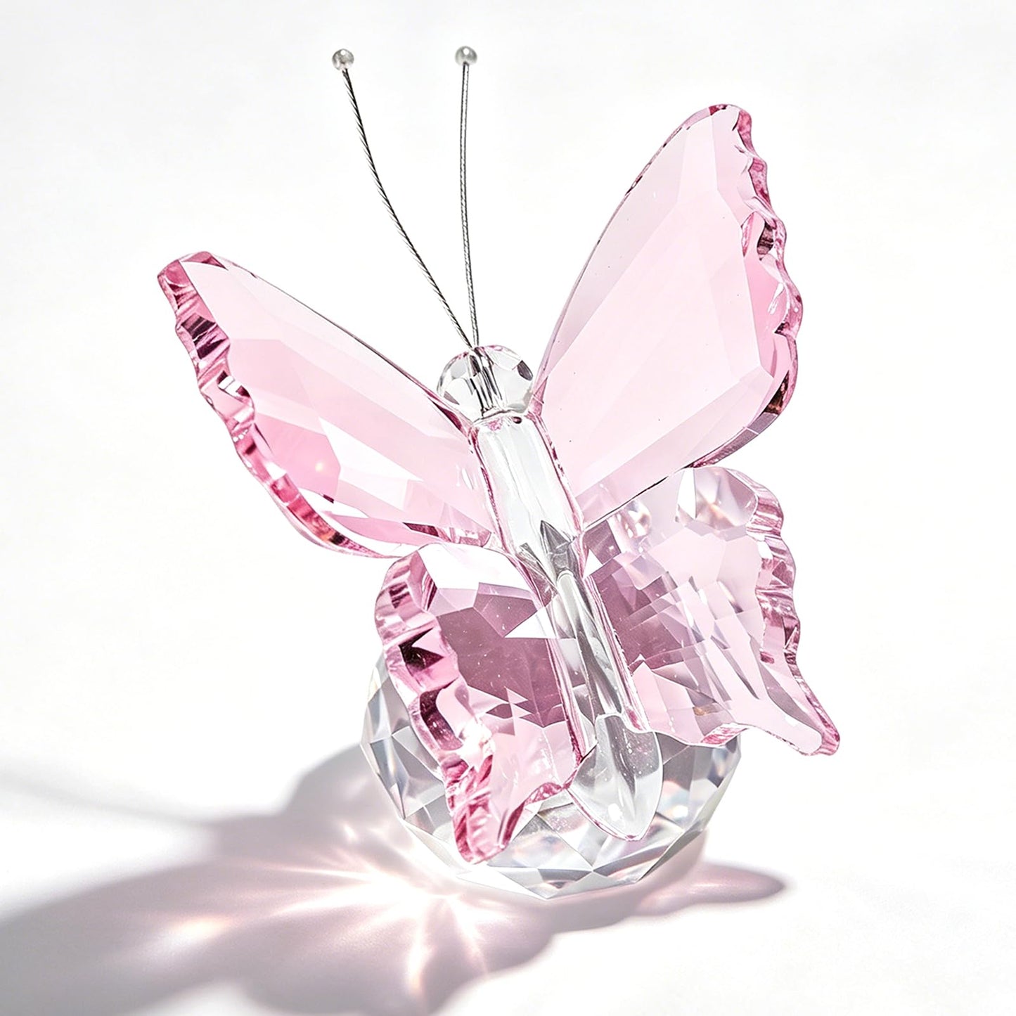 MysticGlitz Pink K9 Crystal Butterfly Figurine with Faceted Base, 2.4×1.8in Decor Paperweight Ornament, Collectible Glass Butterfly Statue, Home Decor & Gift for Women Butterfly Lovers